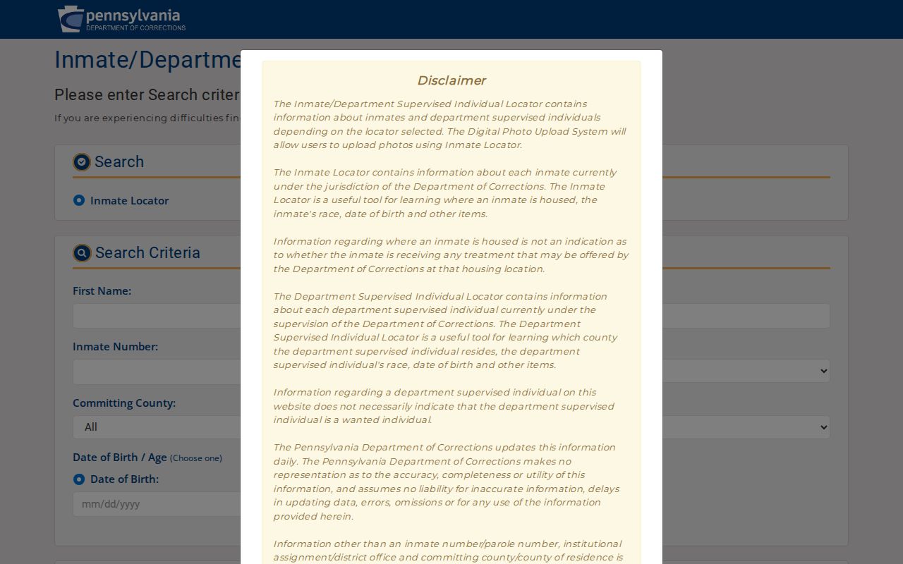 East Pennsboro Township residents directory reference to Pennsylvania inmate and parolee locator